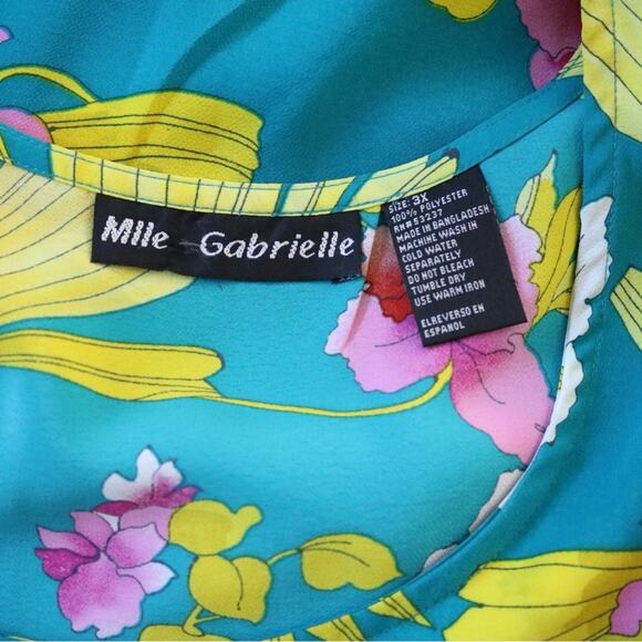 Vintage Y2K Mlle Gabrielle Dark Aqua Floral Print Sleeveless Tie Back Maxi Dress - Picture 7 of 7